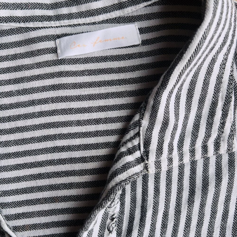 Oversized Striped Button Down • Normcore Minimal • Indie Sleaze Layering Top - Picture 6 of 7